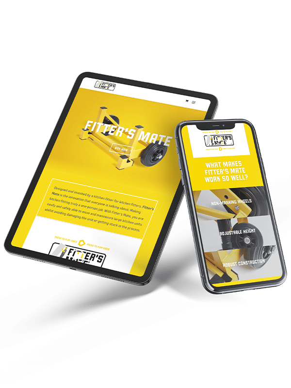 Fitter's Mate website design examples on iPad and iPhone