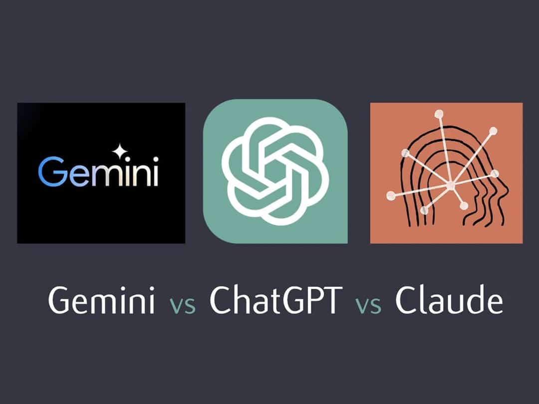 Gemini, ChatGPT and Claude AI Logos.